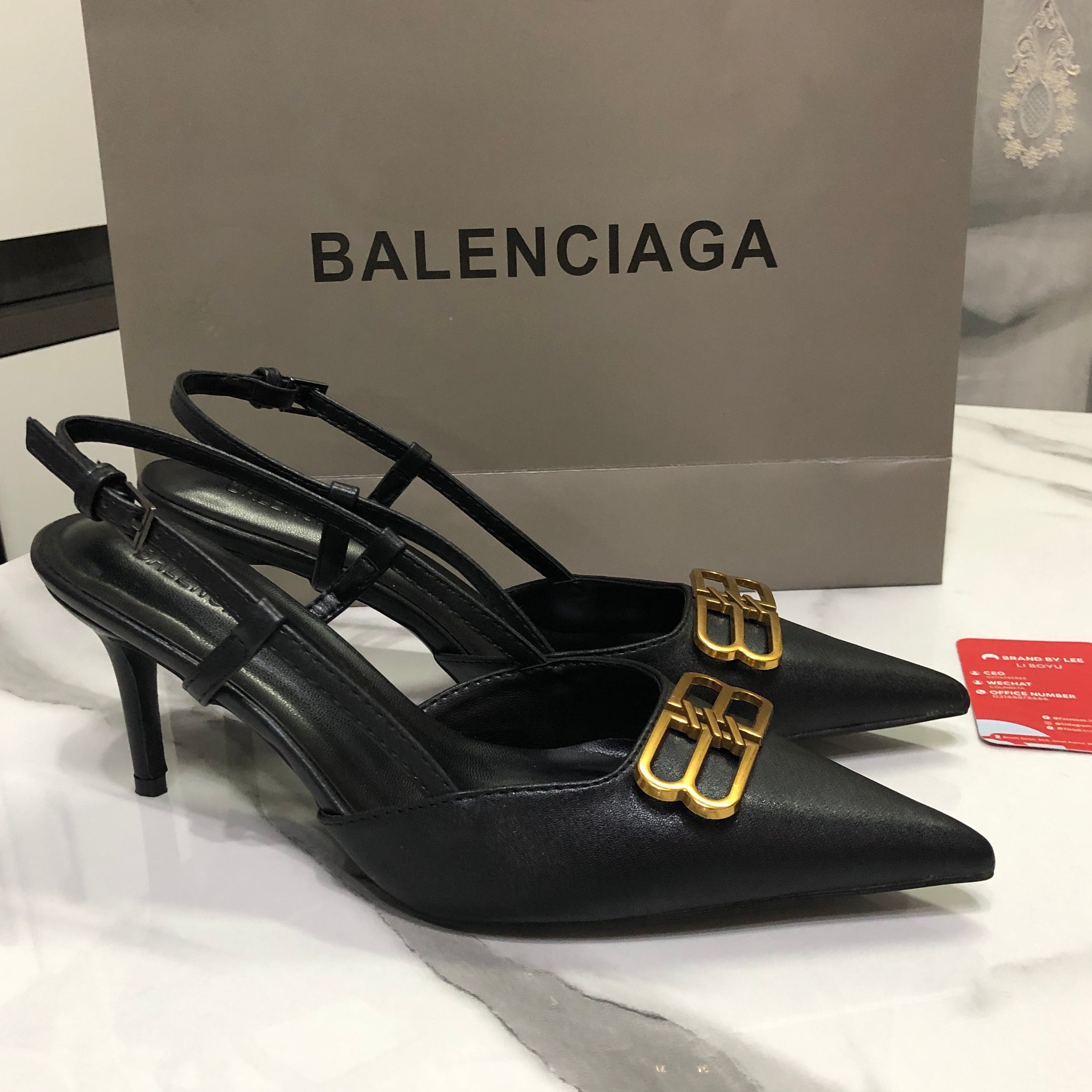 Balenciaga Black Knife BB Slingback Pumps