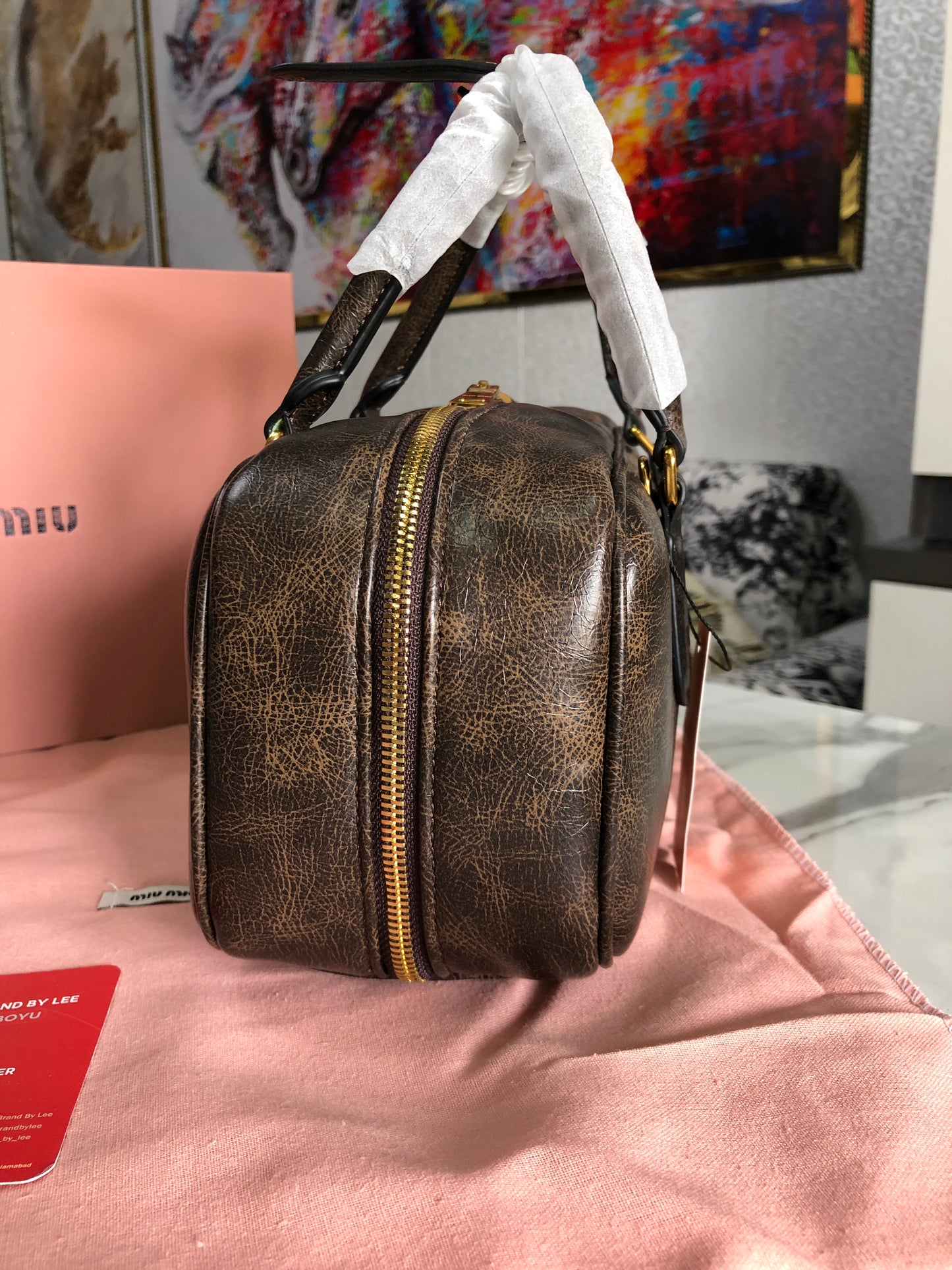 Miu Miu coffee brown leather bag