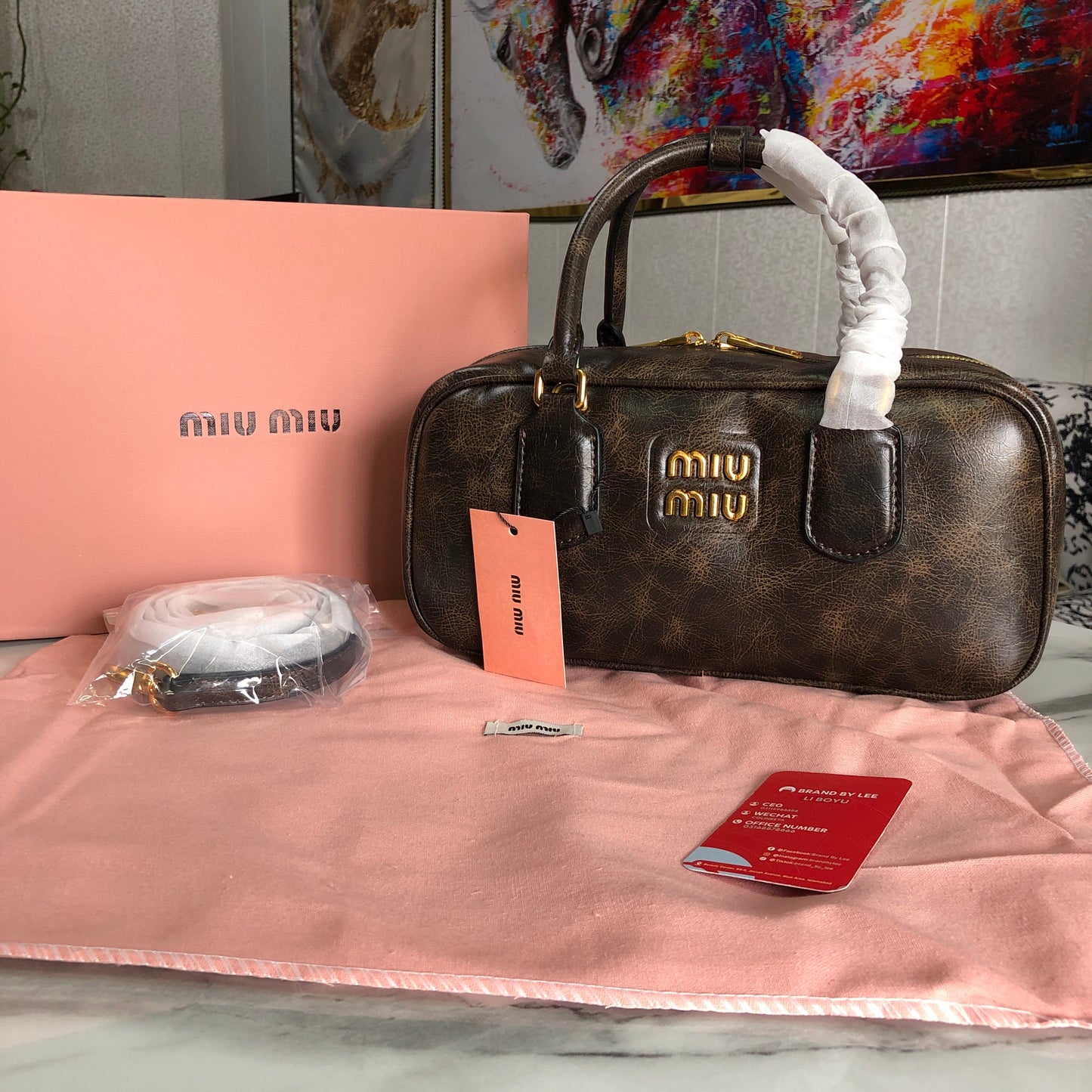 Miu Miu coffee brown leather bag