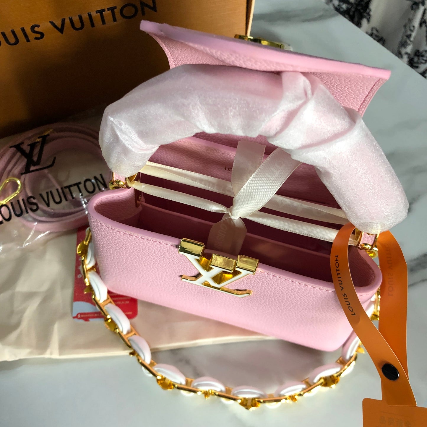 Louis Vuitton Pink Taurillon Mini Capucines