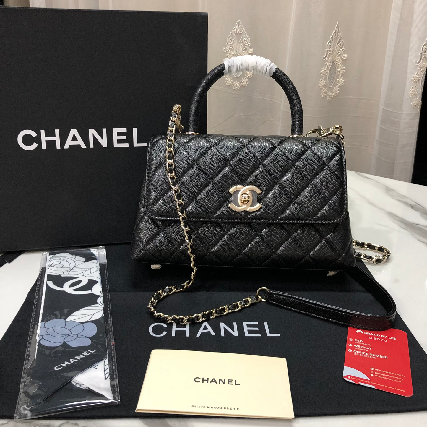 Chanel Caviar Quilted Small Coco Top Handle Flap Bag