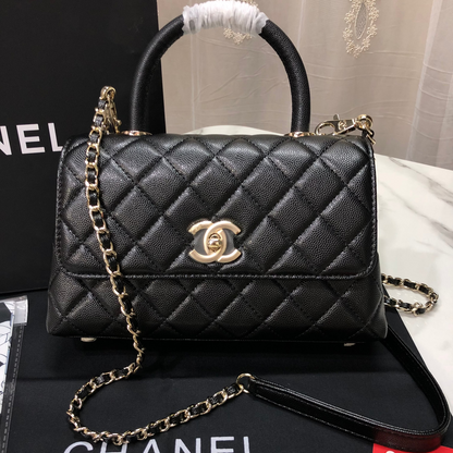 Chanel Caviar Quilted Small Coco Top Handle Flap Bag