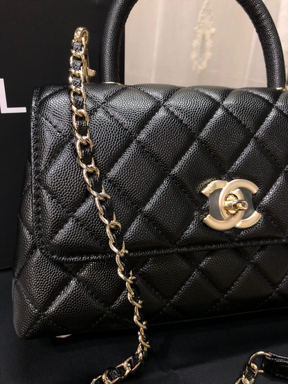 Chanel Caviar Quilted Small Coco Top Handle Flap Bag