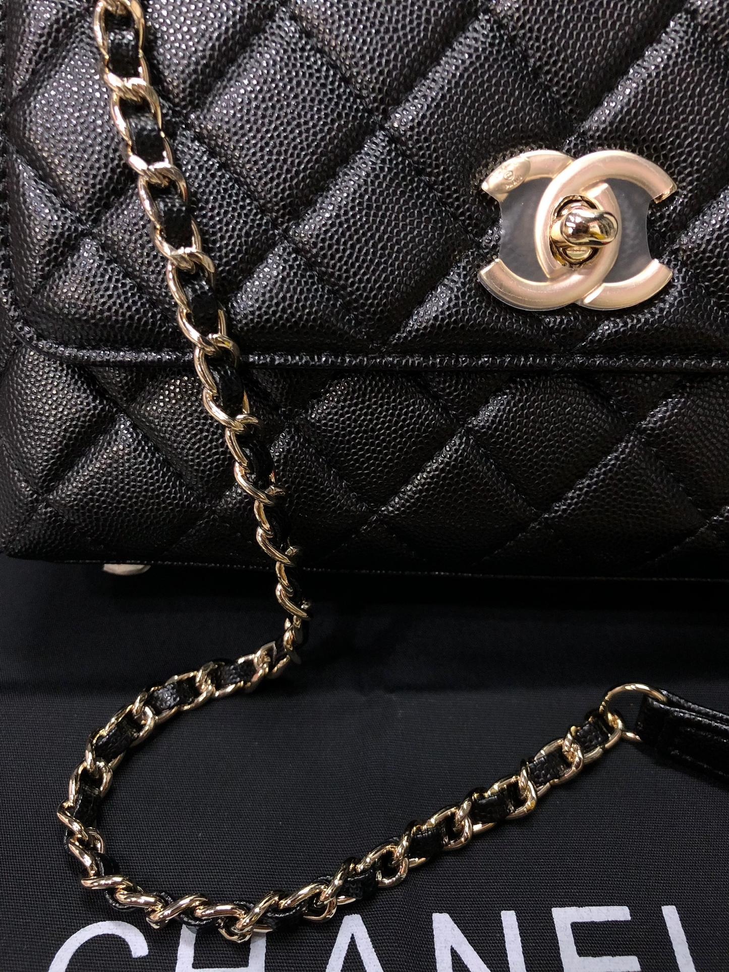 Chanel Caviar Quilted Small Coco Top Handle Flap Bag