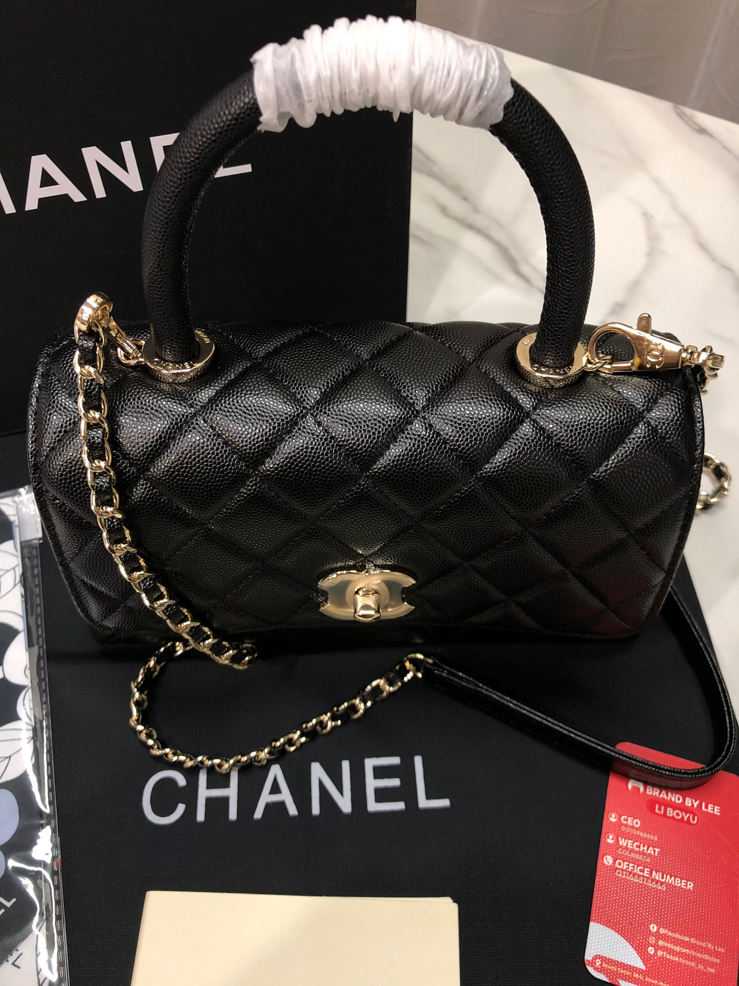 Chanel Caviar Quilted Small Coco Top Handle Flap Bag