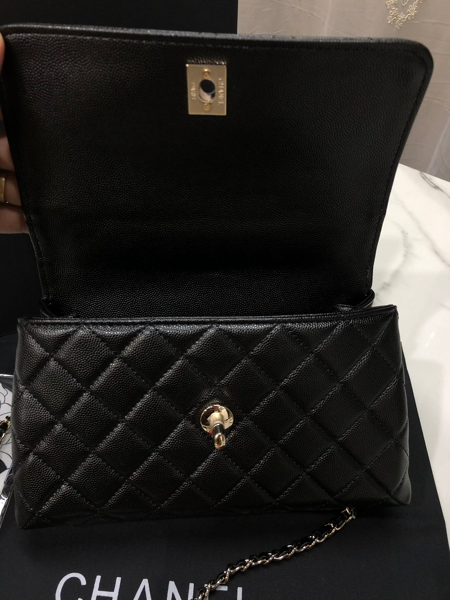 Chanel Caviar Quilted Small Coco Top Handle Flap Bag