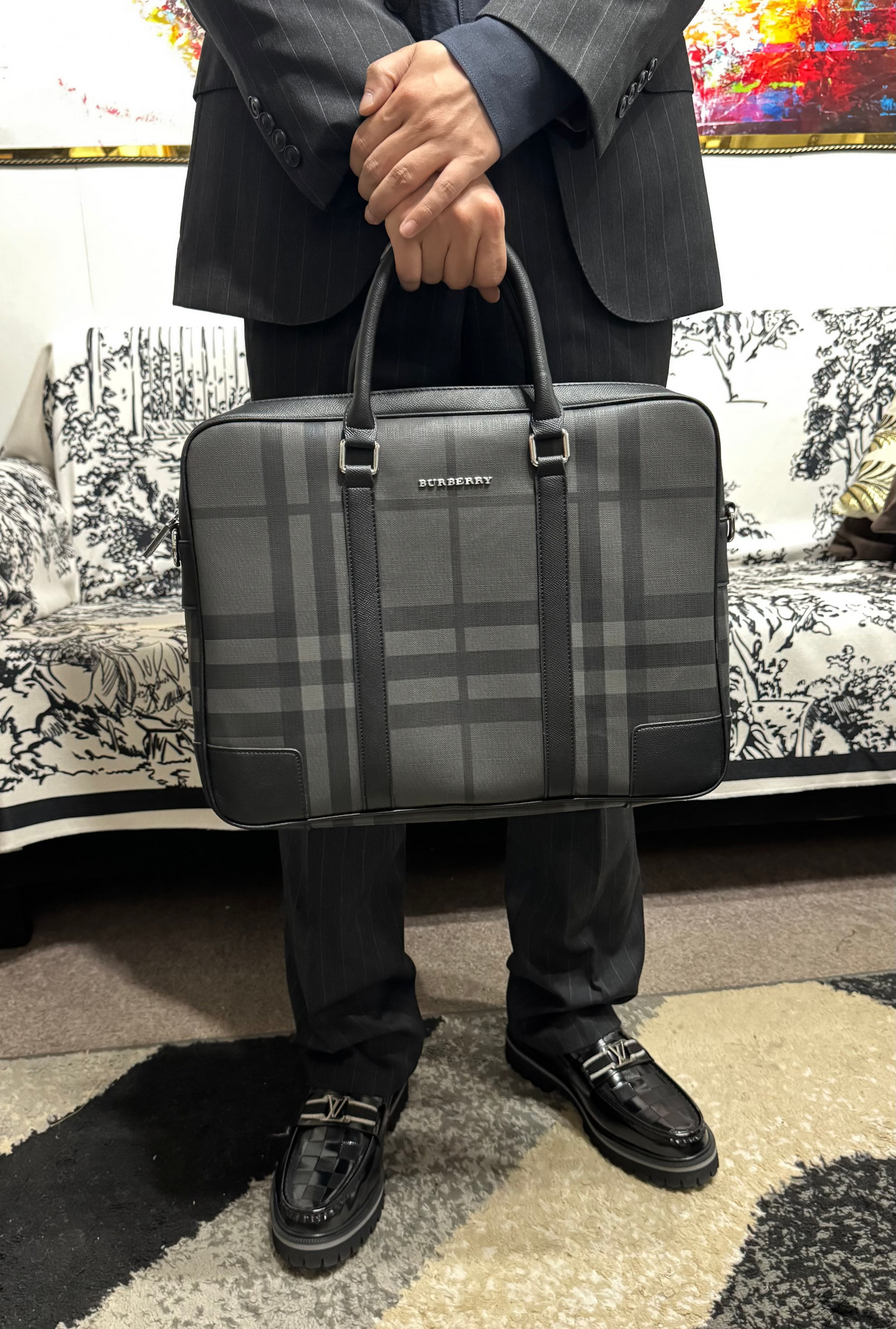 Burberry Charcoal Grey Laptop Bag