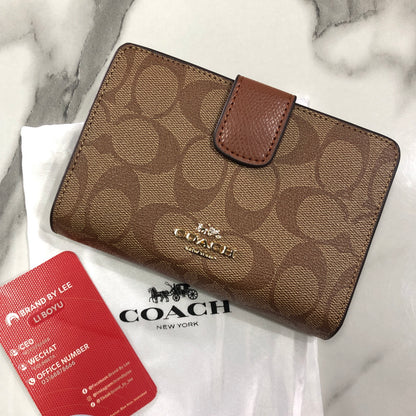 Coach Medium Corner Zip Wallet in Signature Canvas