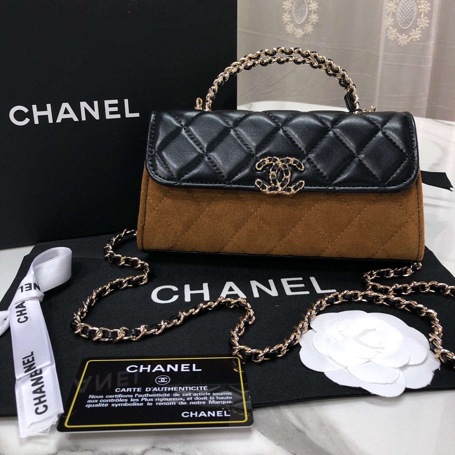 Chanel Suede Top Handle Bag