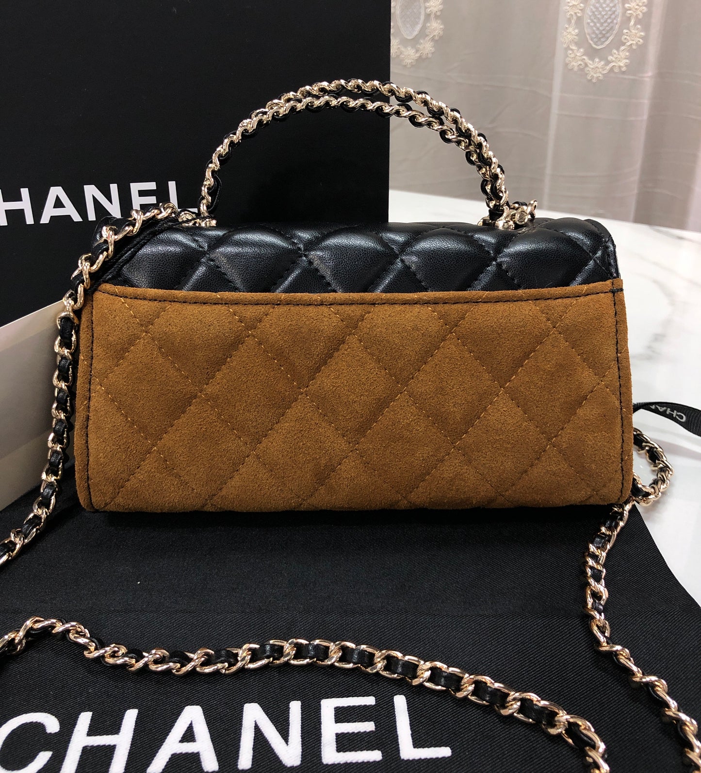 Chanel Suede Top Handle Bag