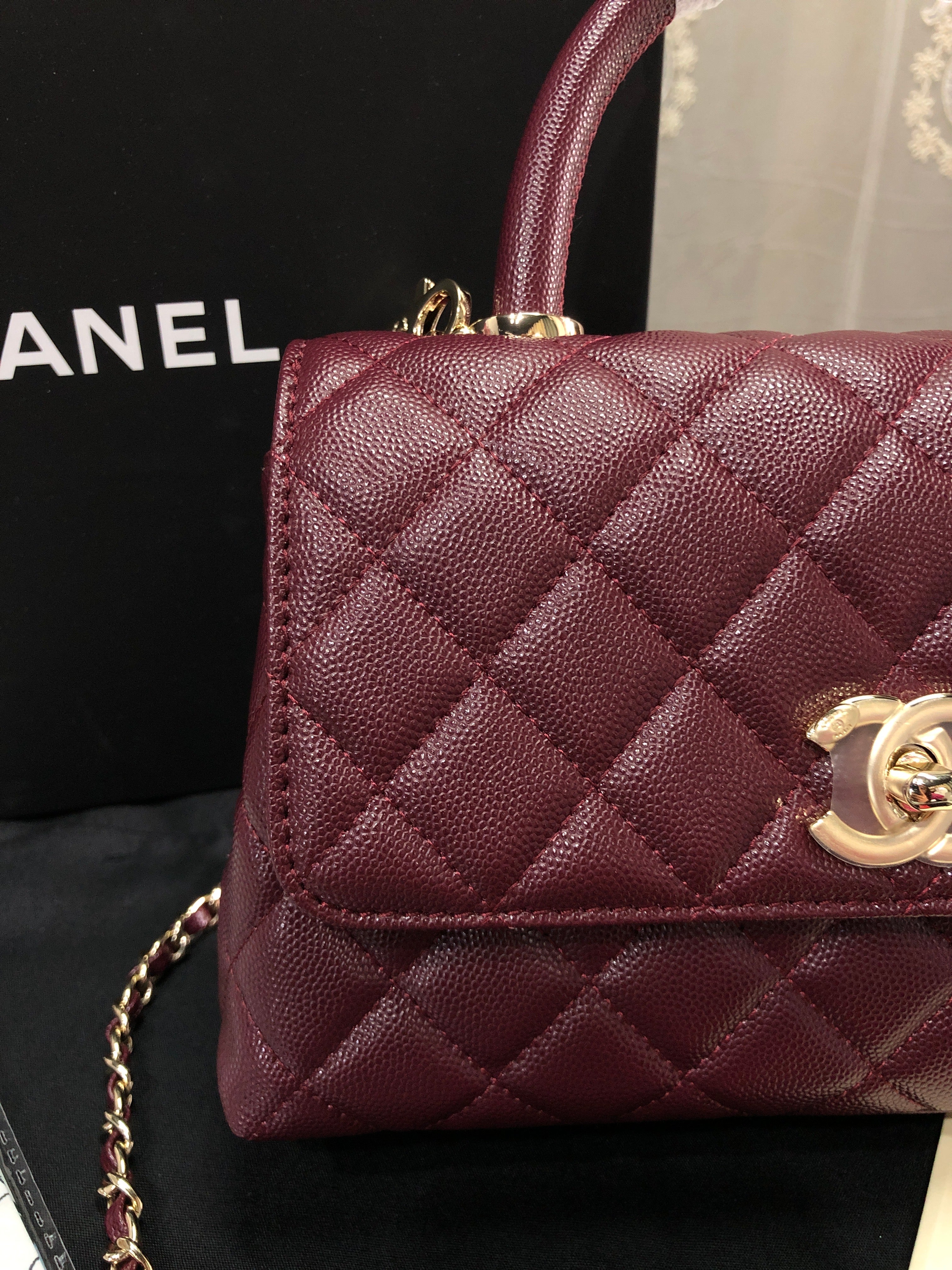 Chanel Caviar Quilted Small Coco Top Handle Flap Bag
