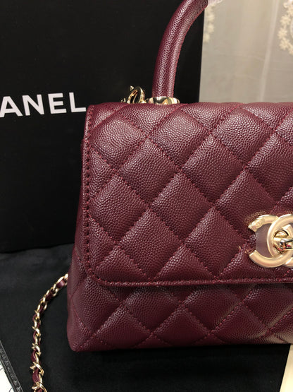 Chanel Caviar Quilted Small Coco Top Handle Flap Bag
