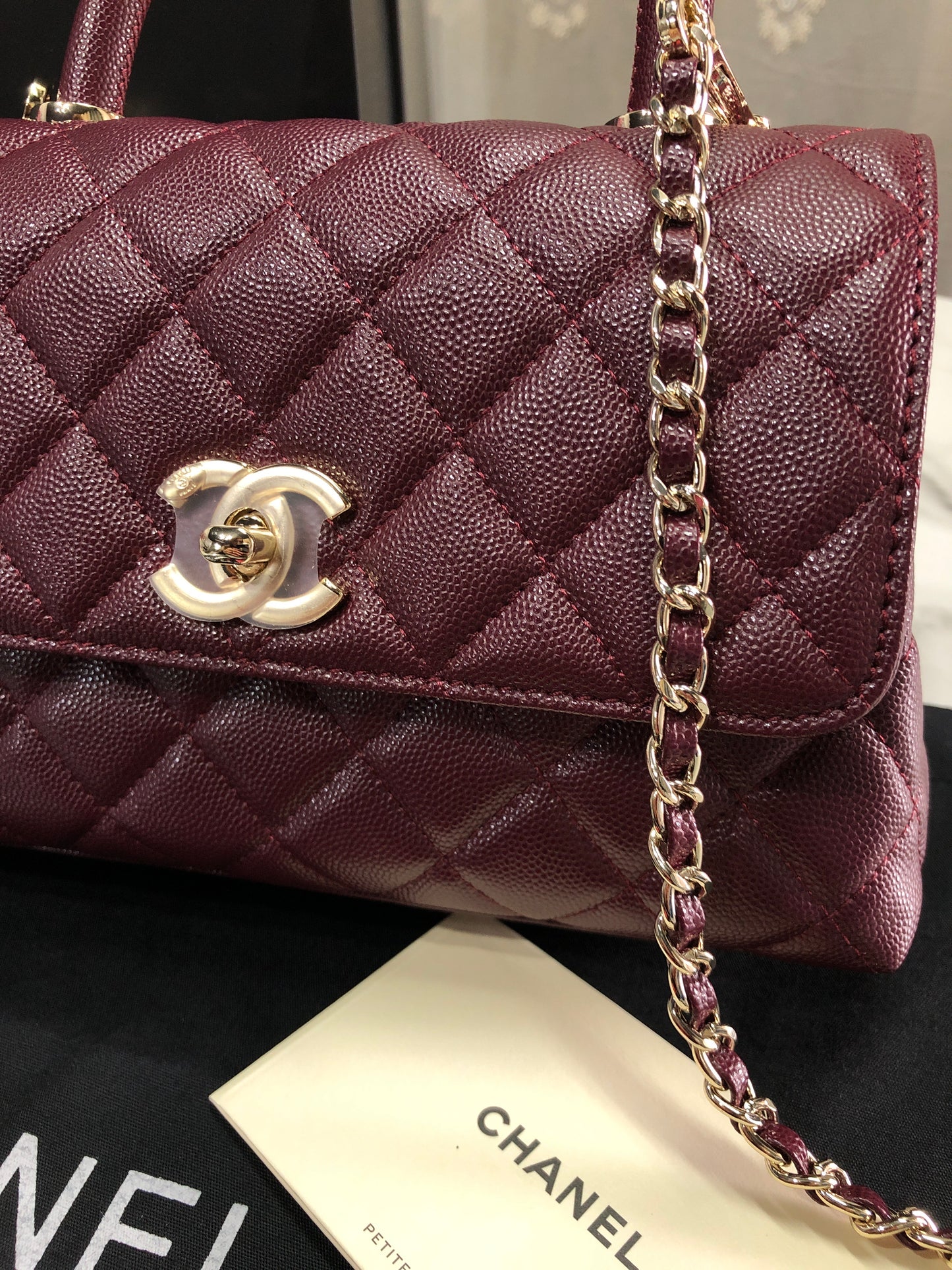 Chanel Caviar Quilted Small Coco Top Handle Flap Bag