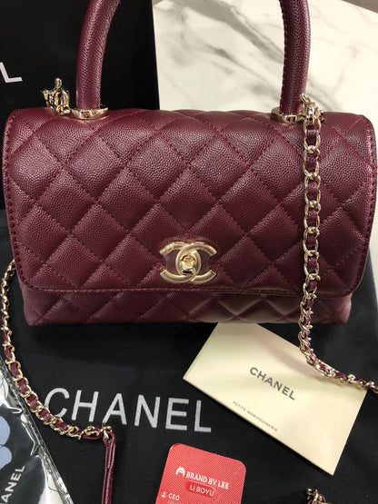 Chanel Caviar Quilted Small Coco Top Handle Flap Bag