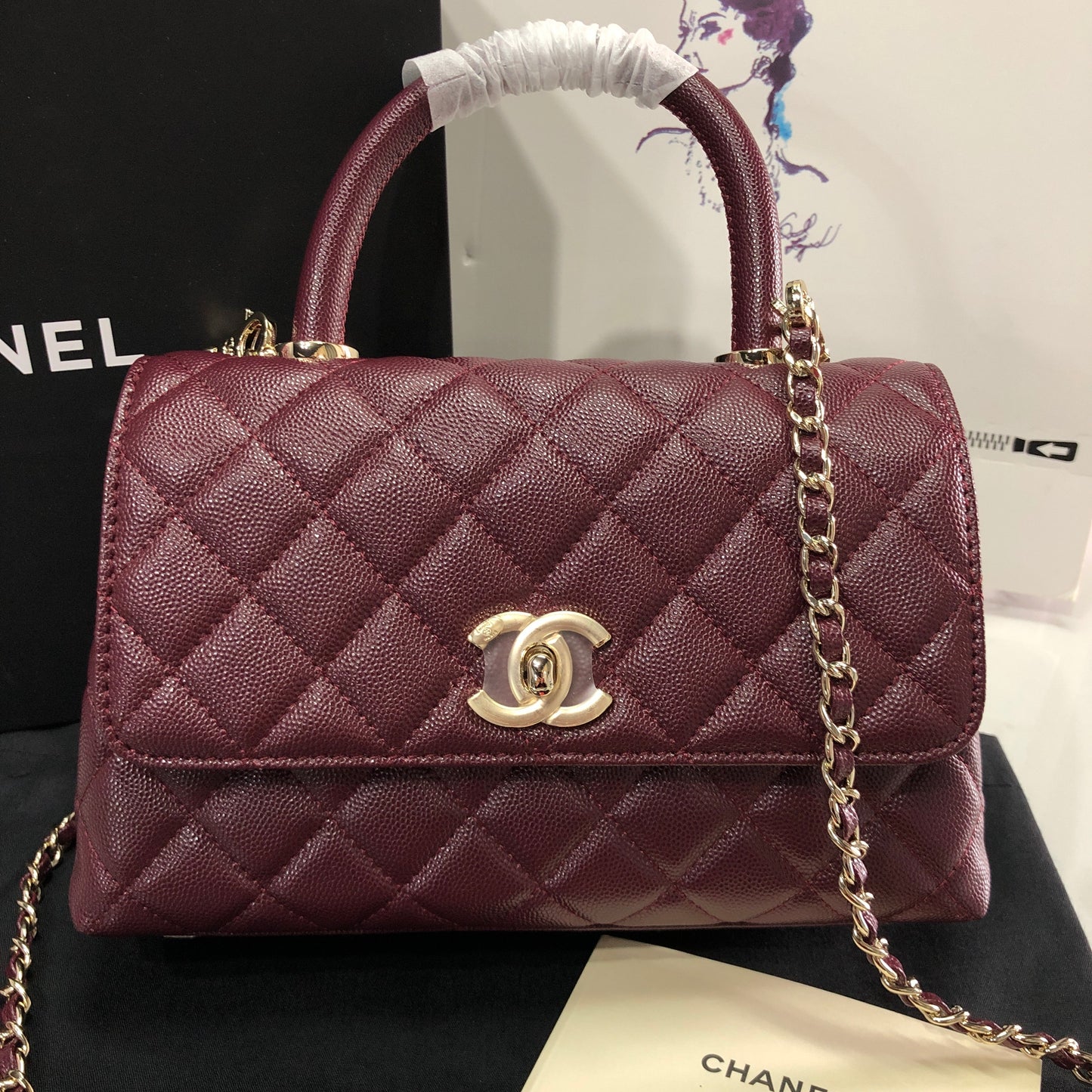 Chanel Caviar Quilted Small Coco Top Handle Flap Bag