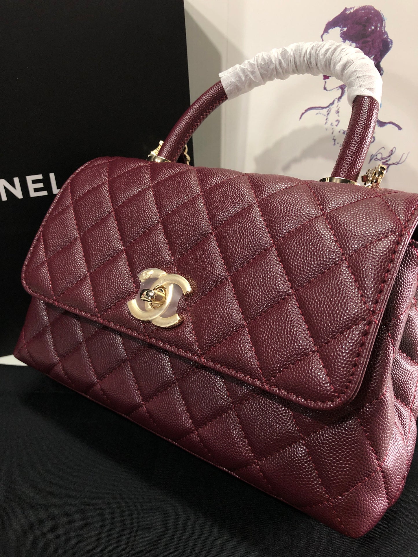 Chanel Caviar Quilted Small Coco Top Handle Flap Bag