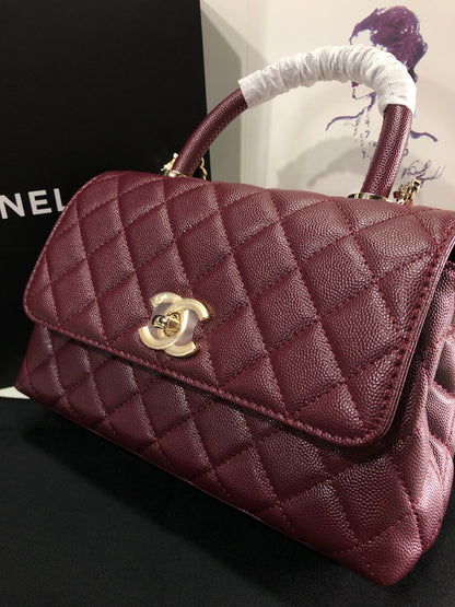 Chanel Caviar Quilted Small Coco Top Handle Flap Bag