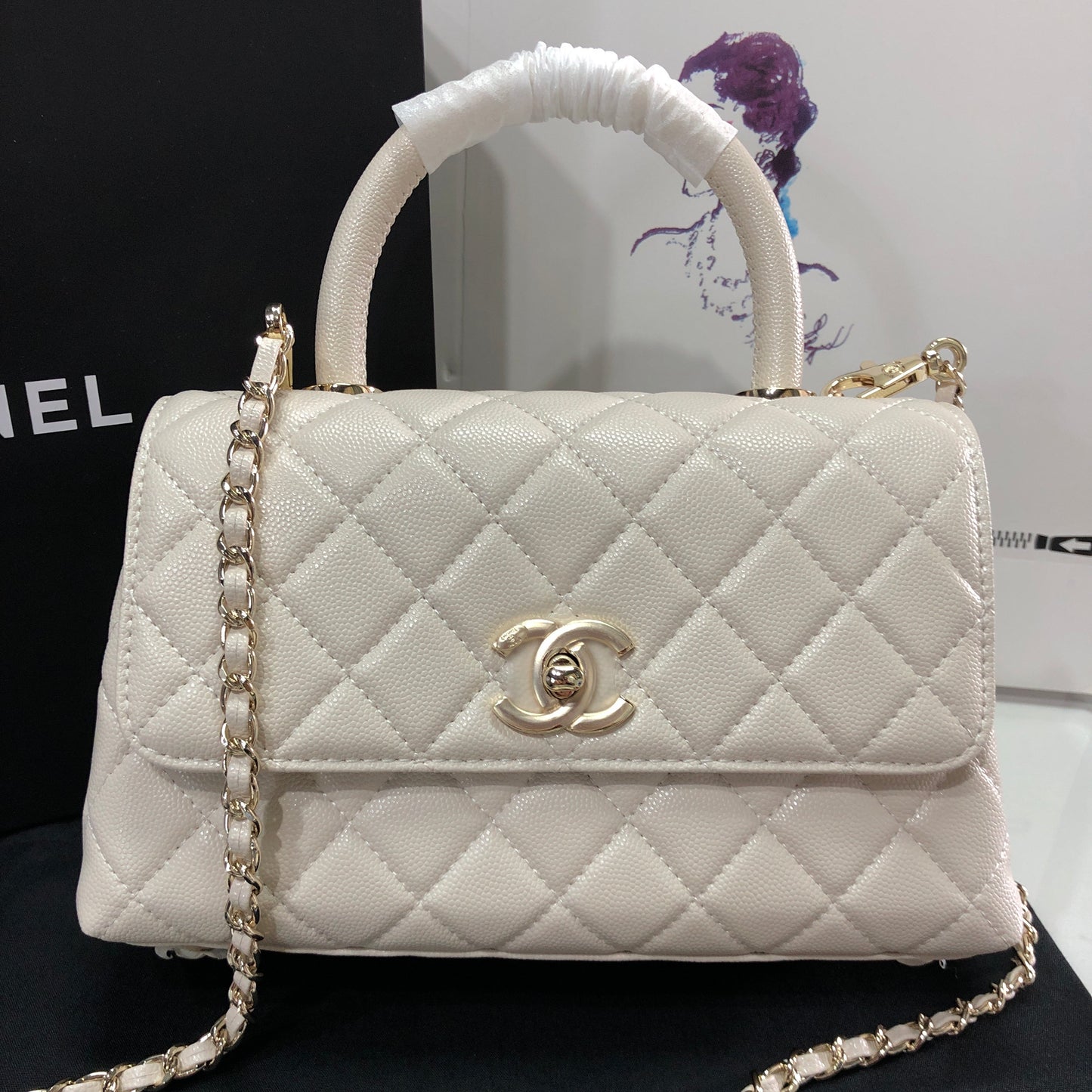 Chanel Caviar Quilted Small Coco Top Handle Flap Bag