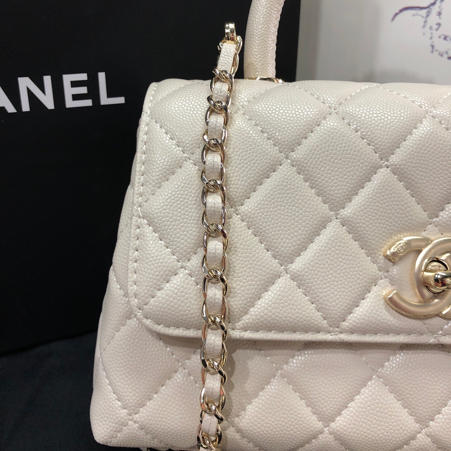 Chanel Caviar Quilted Small Coco Top Handle Flap Bag