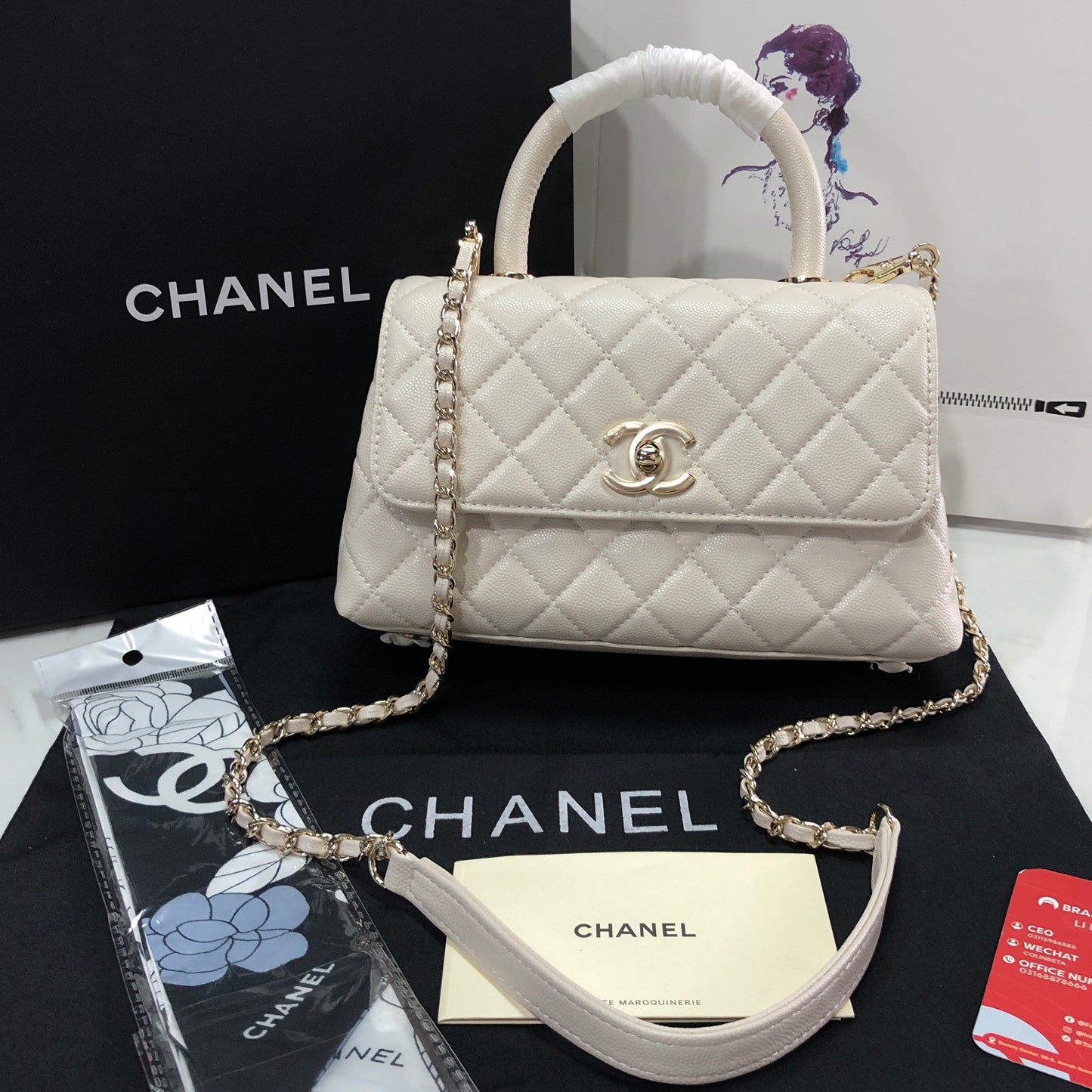 Chanel Caviar Quilted Small Coco Top Handle Flap Bag