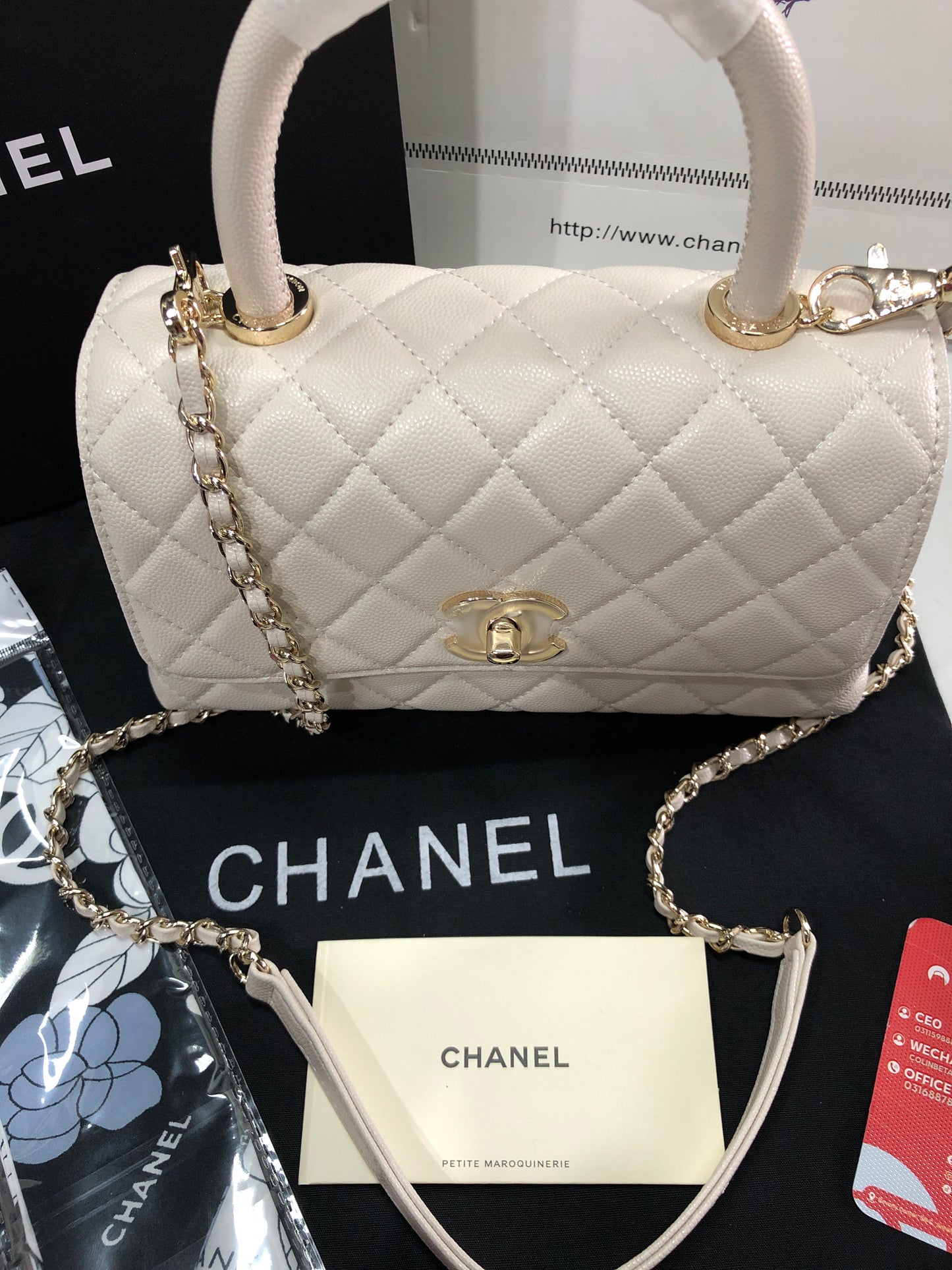 Chanel Caviar Quilted Small Coco Top Handle Flap Bag