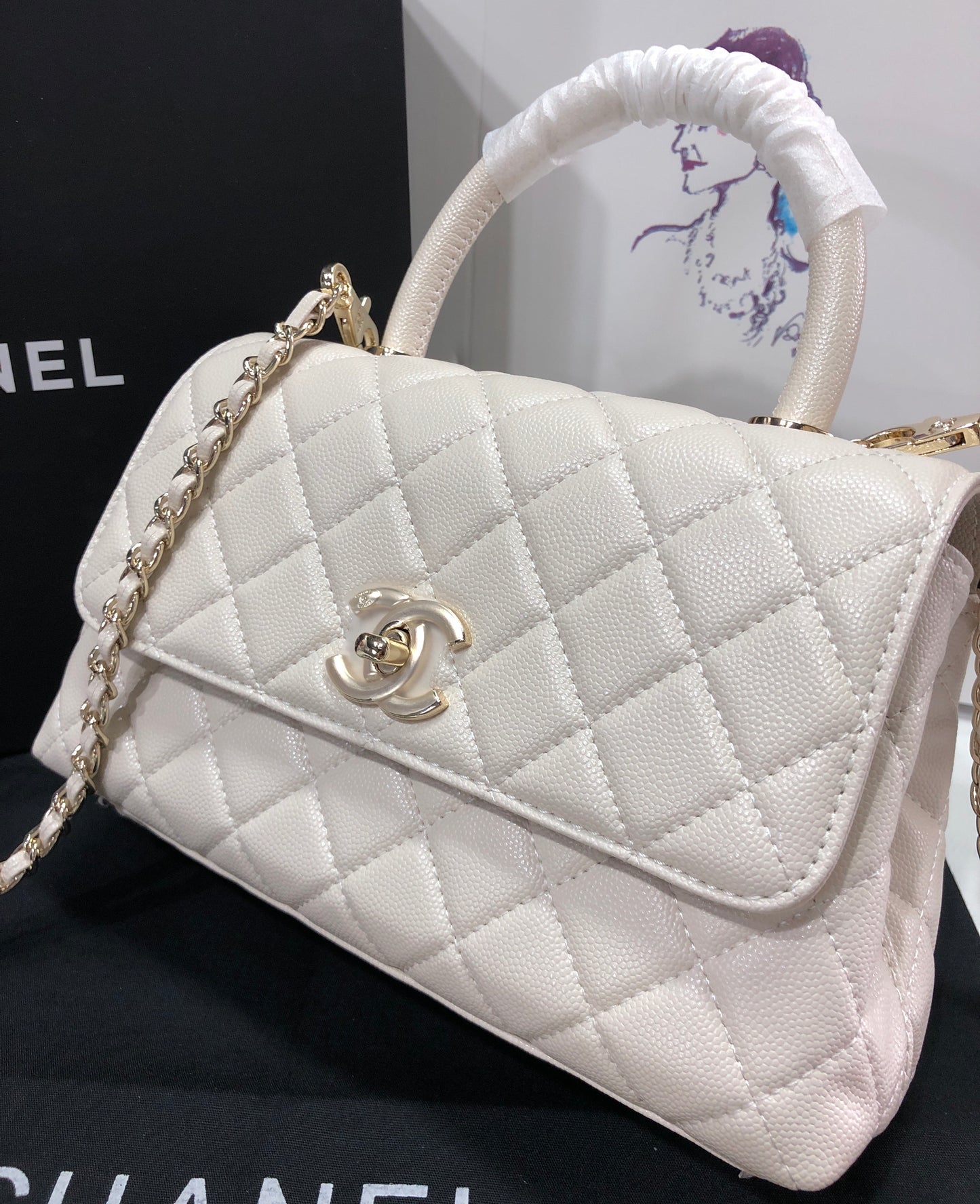 Chanel Caviar Quilted Small Coco Top Handle Flap Bag