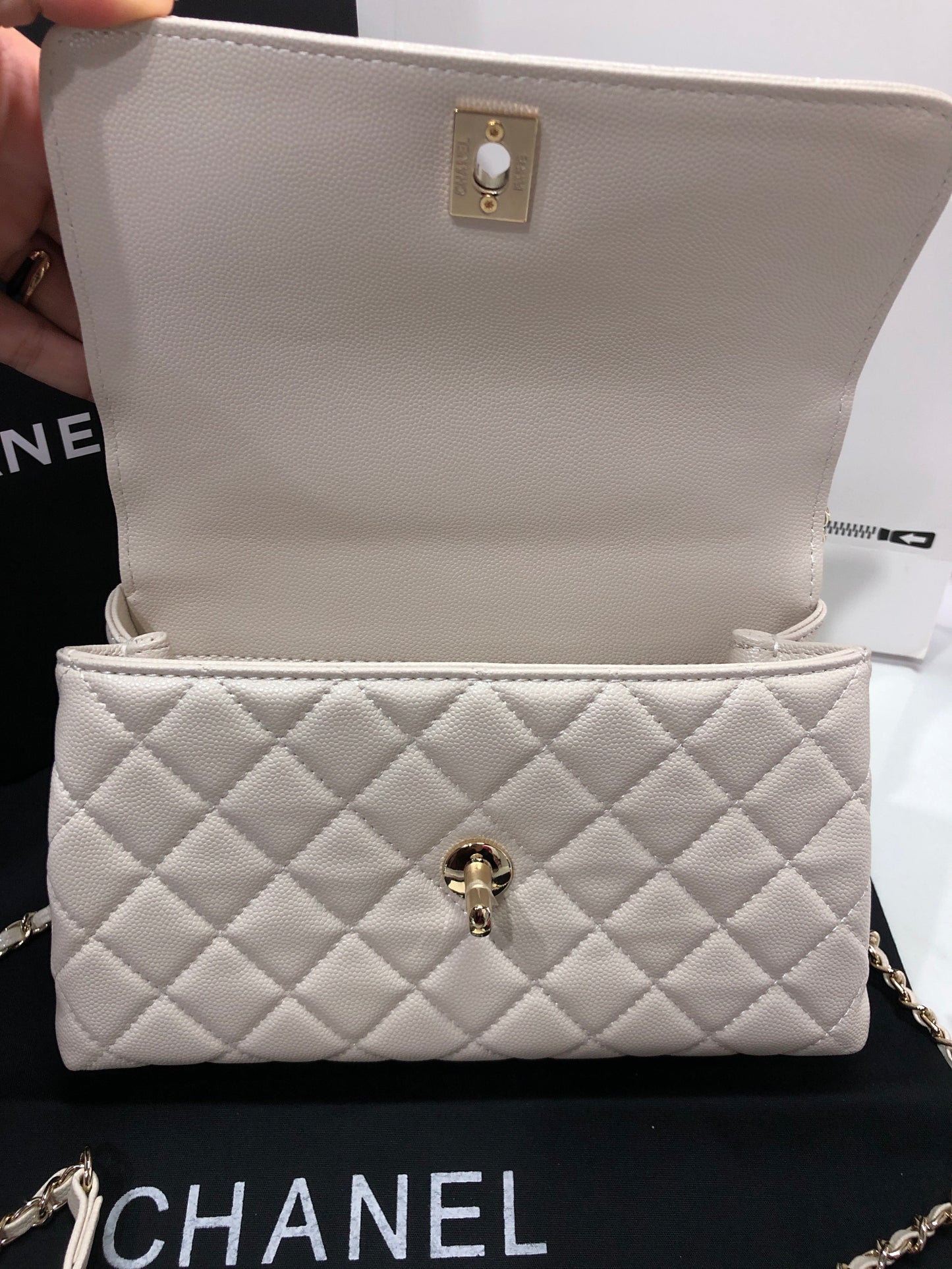 Chanel Caviar Quilted Small Coco Top Handle Flap Bag