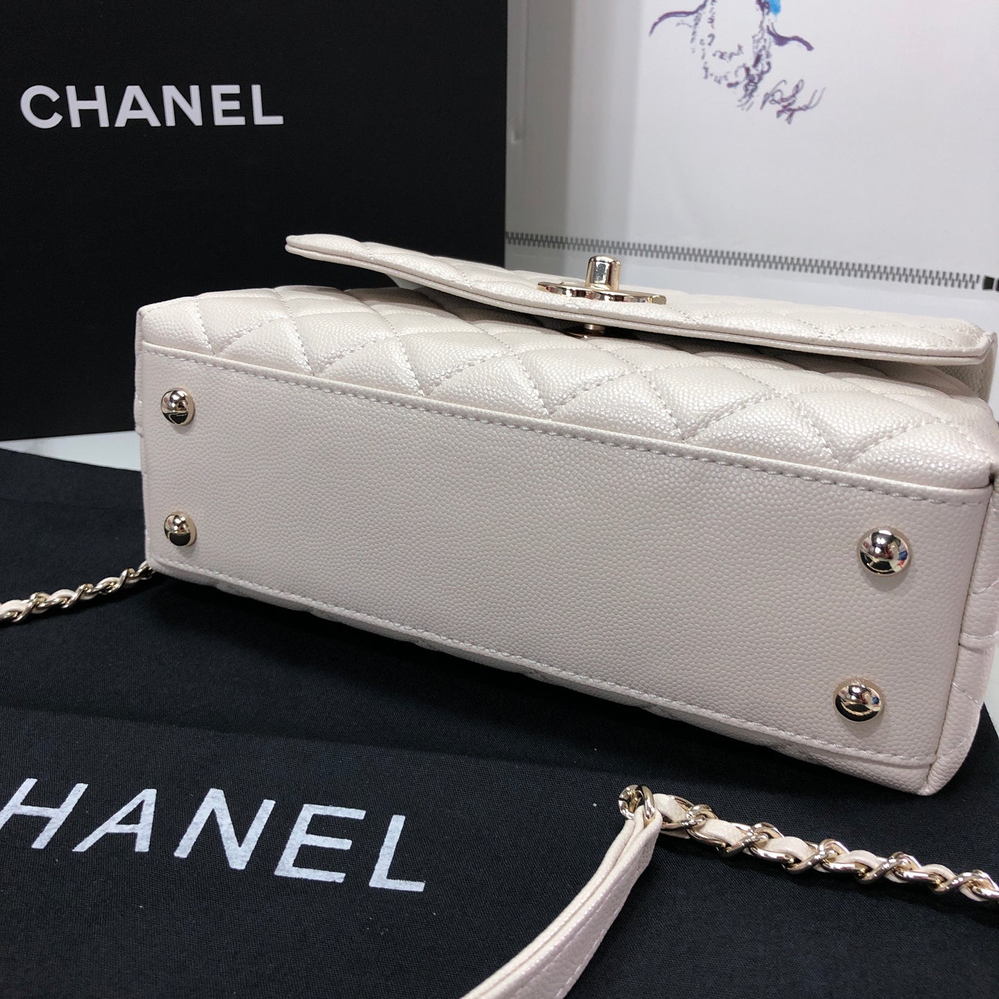 Chanel Caviar Quilted Small Coco Top Handle Flap Bag