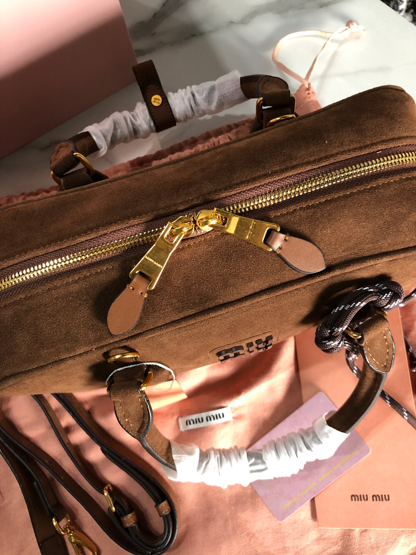 Miu Miu Arcadie padded suede bag